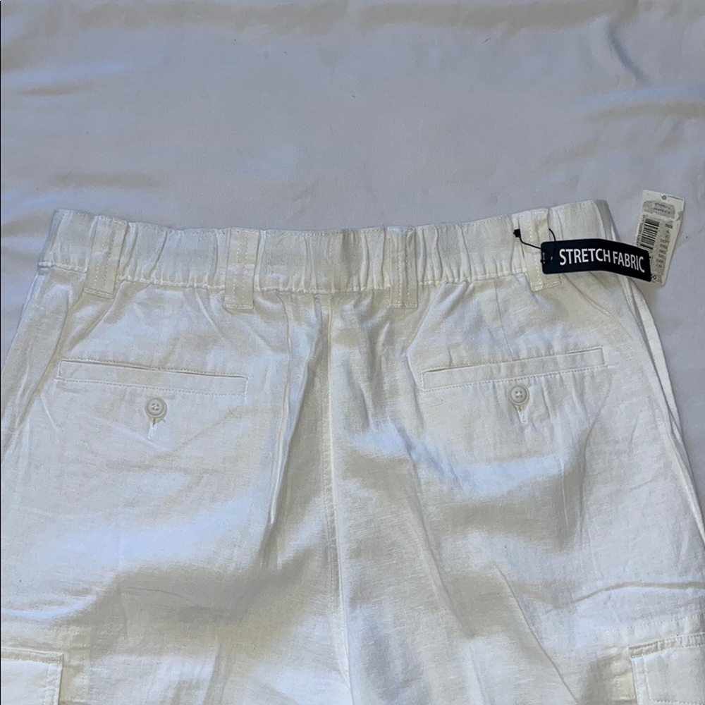 Roundtree & Yorke White Cargo Pants Utility Style - Picture 7 of 12